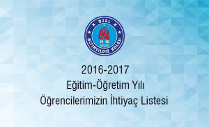 2016-2017 Eğitim-Öğretim Yılı Öğrencilerimizin İhtiyaç Listesi