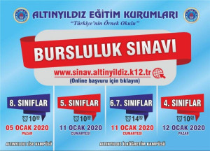 ALTINYILDIZ EĞİTİM KURUMLARI İL GENELİ 4.5.6.7.ve 8.SINIFLAR GİRİŞ VE BURSLULUK SINAVI TAKVİMİ AÇIKLANDI