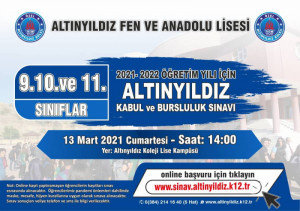 ALTINYILDIZ KOLEJİ 9.10. VE 11. SINIFLAR KABUL VE BURSLULUK SINAVI