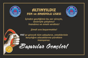 ALTINYILDIZ FEN VE ANADOLU LİSESİ 2021 YKS’DE TÜM ÖĞRENCİLERE BAŞARILAR DİLER