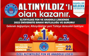 ALTINYILDIZ FEN VE ANADOLU LİSESİNDE 2022 ÜNİVERSİTE SINAVI MUTLULUĞU VE GURURU!