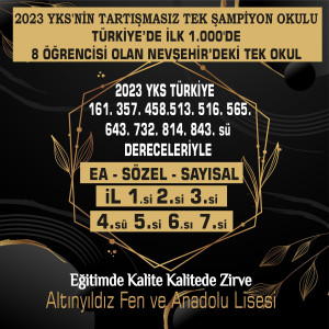 2023 YKS'NİN TARTIŞMASIZ ŞAMPİYON OKULU ALTINYILDIZ FEN VE ANADOLU LİSESİ ⭐⭐⭐