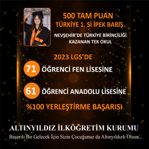 2023 LGS YERLEŞTİRMEDE ALTINYILDIZ FARKI  2023 LGS YERLEŞTİRME SONUÇLARINDA ALTINYILDIZ ORTAOKULUNDAN MUHTEŞEM BAŞARI