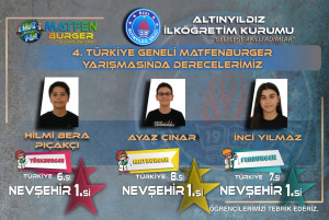 ALTINYILDIZ İLKÖĞRETİM KURUMU ÖĞRENCİLERİNDEN ULUSAL SINAVLARDA TÜRKİYE DERECELERİ HIZ KESMEDEN DEVAM EDİYOR